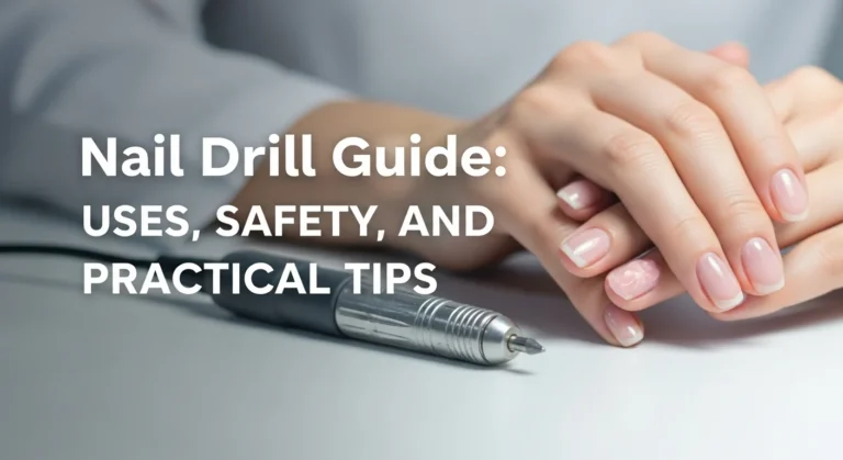 A clean, modern thumbnail design with the text “Nail Drill Guide