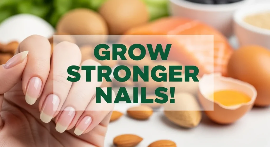 A banner image with info text Boosting Slow Nail Growth Naturally.