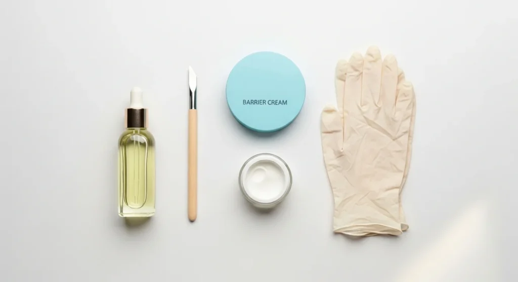 A set of things that need for Tame Dry, Cracked Cuticles nails.