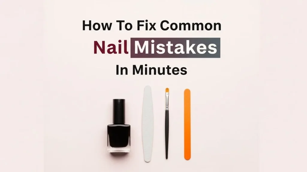 A set of some tools for nail repairing and finishing with info text on it.